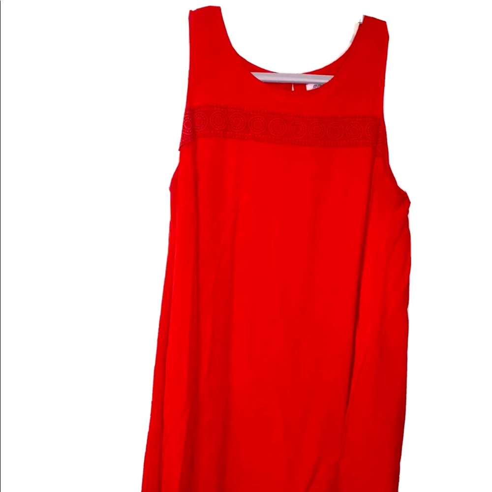 Crown & Ivy Dress Red Crochet Sleeveless Swing Medium Women’s Lined (BY)